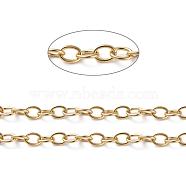 Brass Cable Chains, Soldered, with Spool, Oval, Long-Lasting Plated, Real 18K Gold Plated, 11x8x1.6mm, about 16.4 Feet(5m)/roll(CHC-G005-11G)