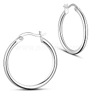 SHEGRACE Rhodium Plated 925 Sterling Silver Hoop Earrings, Platinum, 23x2mm(JE835A-03)