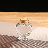 Heart Glass Cork Bottles Ornament, Glass Empty Wishing Bottles, DIY Vials for Pendant Decorations, Clear, 81x60mm(PW-WG28677-01)