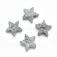 Electroplate Natural Druzy Quartz Charms, Star, Silver Plated, 12~12.5x13x5~7mm, Hole: 0.8mm(G-P382-I05)