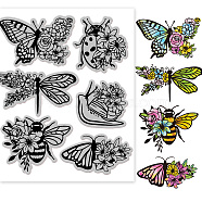 Rubber Clear Stamps, for Card Making Decoration DIY Scrapbooking, Insects, 22x18x0.8cm(DIY-WH0251-031)