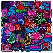 Valentine's Day Themed PVC Waterproof Sticker, Self-adhesive Decals for Water Bottles, Laptop, Luggage, Cup, Computer, Mobile Phone, Skateboard, Guitar Stickers, Mixed Color, 4~7cm, 50pcs/set(VALE-PW0001-110)