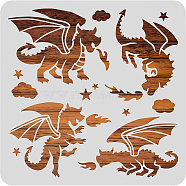 Large Plastic Reusable Drawing Painting Stencils Templates, for Painting on Scrapbook Fabric Tiles Floor Furniture Wood, Square, Dragon Pattern, 300x300mm(DIY-WH0172-732)