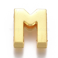 Alloy Slide Charms, Letter M, 12.5x11x4mm, Hole: 1.5x8mm(PALLOY-WH0069-02M-G)