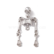 Halloween Alloy Connector Charms, Upper Body Bone, Platinum, 40x17x4.8mm, Hole: 1.6~1.8mm(FIND-G025-01P)