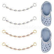 1 Set Alloy Crystal Rhinestone Hamsa Hand with Evil Eye Link Shoe Decoration Chain, with Iron Loose Leaf Hinged Rings, Platinum & Light Gold, 212mm, 2 colors, 2pcs/color, 4pcs/set(FIND-NB0004-11)