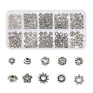 10 Styles Tibetan Style Alloy Spacer Beads, Flower, Antique Silver, 4.5~9x4.5~9x1.5~6mm, Hole: 1~2.5mm(FIND-DC0005-33)