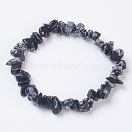 Natural Snowflake Obsidian Stretch Bracelets, Nuggets, 2-1/8 inch(5.5cm)(BJEW-JB03681-10)