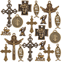 Elite 8 Style Tibetan Style Alloy Pendants, Mixed Shapes, Antique Bronze, 13~43.5x9.5~29.5x2~3mm, Hole: 1.2~4mm(FIND-PH0018-76)