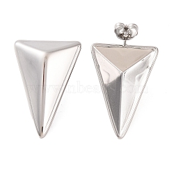 Non-Tarnish 304 Stainless Steel Stud Earrings, Triangle, Stainless Steel Color, 30x20mm(EJEW-G395-13P)