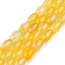 Dyed Natural Agate Beads Strands, Rice Beads, Yellow, 11~12.5x8~8.5mm, Hole: 1.2mm, about 33pcs/strand, 15.92~15.94''(39.8~40.5cm)(G-T141-15B-02)