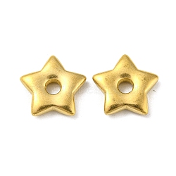 Ion Plating(IP) 304 Stainless Steel Spacer Beads, Star, Real 18K Gold Plated, 15x15x3.5mm, Hole: 3mm(STAS-P341-26G)