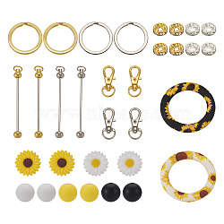 DIY Sunflower Iron Beadable Bar Keychain Making Kits, Including Round Silicone Beads & Pendants, Glass Rhinestone Spacer Beads, Mixed Color, 15mm, Hole: 2mm, 3 colors, 4pcs/color, 12pcs(DIY-TA0010-21)