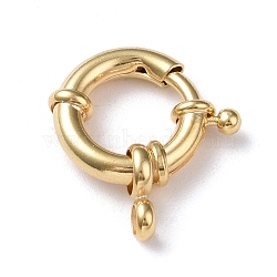 Eco-friendly Brass Spring Ring Clasps, Cadmium Free & Lead Free, Long-Lasting Plated, Real 24K Gold Plated, 17x17x2~5mm, Hole: 2mm(KK-D082-02G-C)
