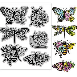 Rubber Clear Stamps, for Card Making Decoration DIY Scrapbooking, Insects, 22x18x0.8cm(DIY-WH0251-031)