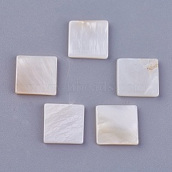 Shell Cabochons, Square, Floral White, 11x11x1.5~2mm(BSHE-P026-24)