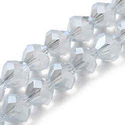 Electroplate Transparent Glass Beads Strands, Frosted, Faceted Bicone, Light Steel Blue, 10x9.5mm, Hole: 1.2mm, about 60pcs/strand, 22.76''(57.8cm)(X-EGLA-I019-PL03)