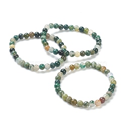 Natural Indian Agate Beaded Stretch Bracelets, Round, Beads: 6~6.5mm, Inner Diameter: 2-1/4 inch(5.55cm)(BJEW-A117-B-46)