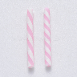 Handmade Polymer Clay Beads, No Hole/Undrilled, Candy Cane, For Christmas, Pink, 19.5~21.5x2mm(CLAY-R084-03A)