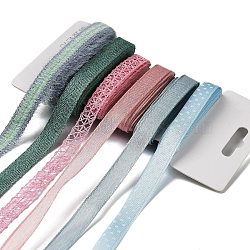 18 Yards 6 Colors Polyester Ribbon, for DIY Handmade Craft, Hair Bowknots and Gift Decoration, Rainbow Color Palette, Mixed Color, 3/8~1/2 inch(10~12mm), about 3 yards/color(SRIB-C001-B02)