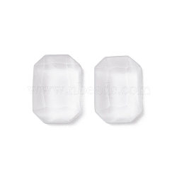 Glass Cabochons, Rectangle, Faceted, Clear, 14x10x4mm(FIND-C047-07A)