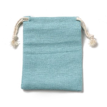 Rectangle Cloth Packing Pouches, Drawstring Bags, Sky Blue, 11.8x8.75x0.55cm