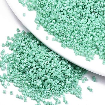 11/0 Grade A Baking Paint Glass Seed Beads, Cylinder, Uniform Seed Bead Size, Opaque Colours Luster, Pale Turquoise, about 1.5x1mm, Hole: 0.5mm, about 20000pcs/bag