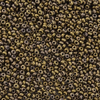 12/0 Grade A Round Glass Seed Beads, Metallic Colours, Matte Style, Golden Plated, 12/0, 2x1.5mm, Hole: 0.8mm, about 3333pcs/50g