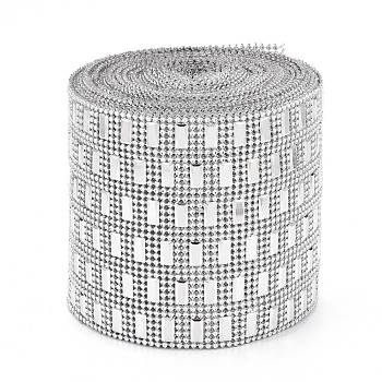 Plastic Diamond Mesh Wrap Roll, Rhinestone Crystal Ribbon, for DIY Wedding Party Favors Decorations Craft, Silver, 118x1.5mm
