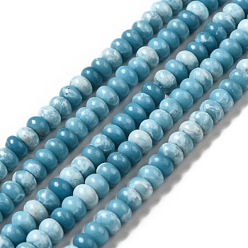 Natural Gemstone Beads Strands, Imitation Larimar, Dyed, Rondelle, Sky Blue, 6x4mm, Hole: 1mm, about 98pcs/strand, 15.12 inch(38.4cm)