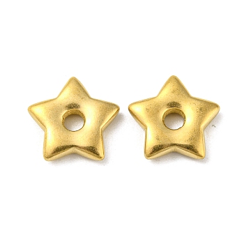 Ion Plating(IP) 304 Stainless Steel Spacer Beads, Star, Real 18K Gold Plated, 15x15x3.5mm, Hole: 3mm