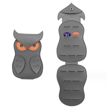 Imitation Leather Storage Bags, with Snap Button, for Guitar Picks Storage, Owl, Gray, 168x109mm