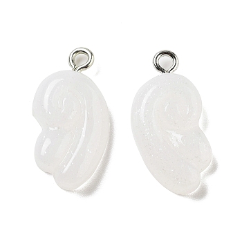 Opaque Resin Pendants, with Platinum Iron Loops, Wing, White, 22.5x12.5x4mm, Hole: 2mm