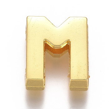 Alloy Slide Charms, Letter M, 12.5x11x4mm, Hole: 1.5x8mm