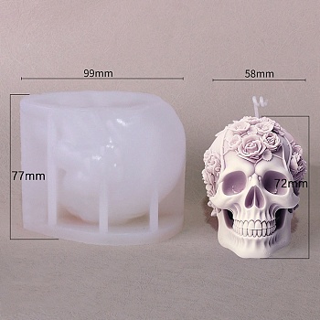 Skull Shape Candle DIY Food Grade Silicone Mold, Resin Casting Molds, for UV Resin, Epoxy Resin Craft Making, Flower, 7x9.9x7.7cm, Inner Diameter: 5.8x8.7x4.2cm