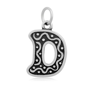 Letter 316 Stainless Steel Pendants, Antique Silver, 21x15x2mm, Hole: 5mm