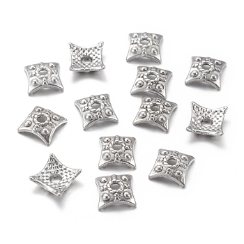 Tibetan Style Bead Caps, Cadmium Free & Nickel Free & Lead Free, Antique Silver, 7.5x7.5x3mm, Hole: 2mm