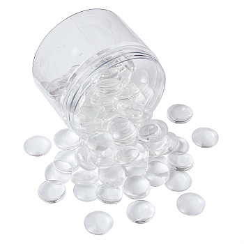 Kissitty Transparent Glass Cabochons, Half Round/Dome, Clear, 24.5~25x6~7mm, 90pcs/box