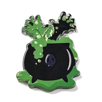 Halloween Theme Acrylic Pendants, Mixed Shapes, 41x30x2.5mm, Hole: 1.6mm