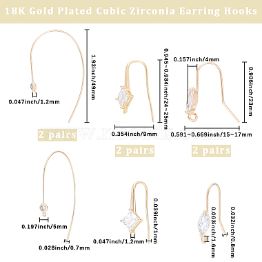 12Pcs 3 Styles Brass Earring Hooks(ZIRC-BBC0003-18)-2
