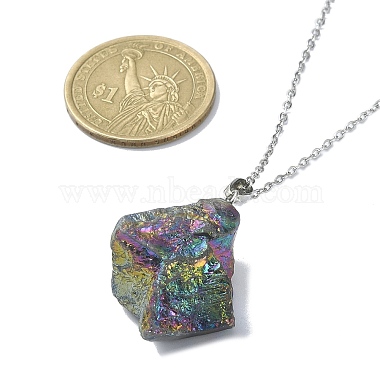 Collier pendentif pépite de cristal de quartz naturel avec 304 chaînes en acier inoxydable(NJEW-JN04385-02)-4