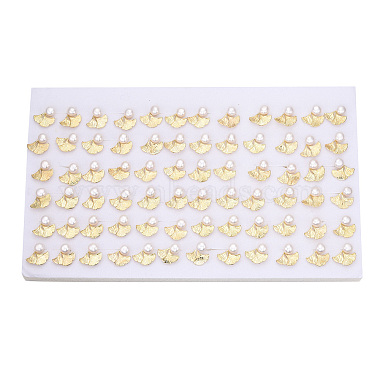 aretes de hoja de ginkgo de latón y perlas naturales(PEAR-N020-06F)-4