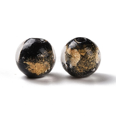 Main feuille de perles de verre au chalumeau d'or(FOIL-E003-02A)-2