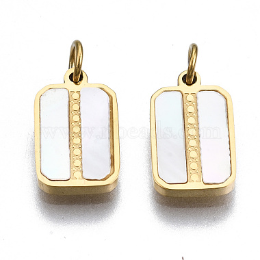 Real 14K Gold Plated Seashell Color Rectangle Shell Charms