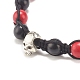 bracelet de perles tressées rondes en turquoise synthétique (teintes) avec crâne en alliage(BJEW-JB07863-02)-3