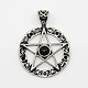 Vintage Men's 304 Stainless Steel Ring with Pentagram Star Pendants(X-STAS-O044-25A)-1