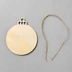 Unfinished Blank Wooden Round Pendants for Painting Arts, Pyrography, Home Decor,
with Jute Cord, BurlyWood, 90x74.5x3mm, Hole: 6mm(WOOD-WH0131-77A)