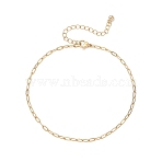 2.5MM 304 Stainless Steel Paperclip Chain Anklets, with CCB Plastic Round Beads, Golden, 9 inch(228mm)(AJEW-AN00749)