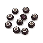 Resin Rhinestone Beads, with Silver Color Brass Double Cores, Grade A, Rondelle, Tanzanite, 10x7mm, Hole: 2.5mm(CPDL-H001-10x7mm-3)