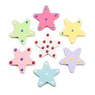 Colored Dots Opaque Resin Decoden Cabochons, Polka Dot Star, Mixed Color, 29.5x30.5x4mm(RESI-S04-04)